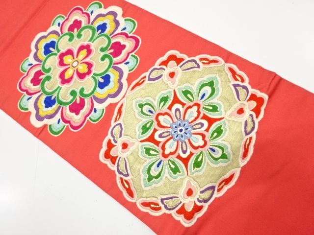 JAPANESE KIMONO / ANTIQUE FUKURO OBI / SILK / WOVEN FLOWER CREST